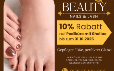 10% Rabatt auf unsere Pediküre mit Shellac – nur bis zum 31.10.2025!
